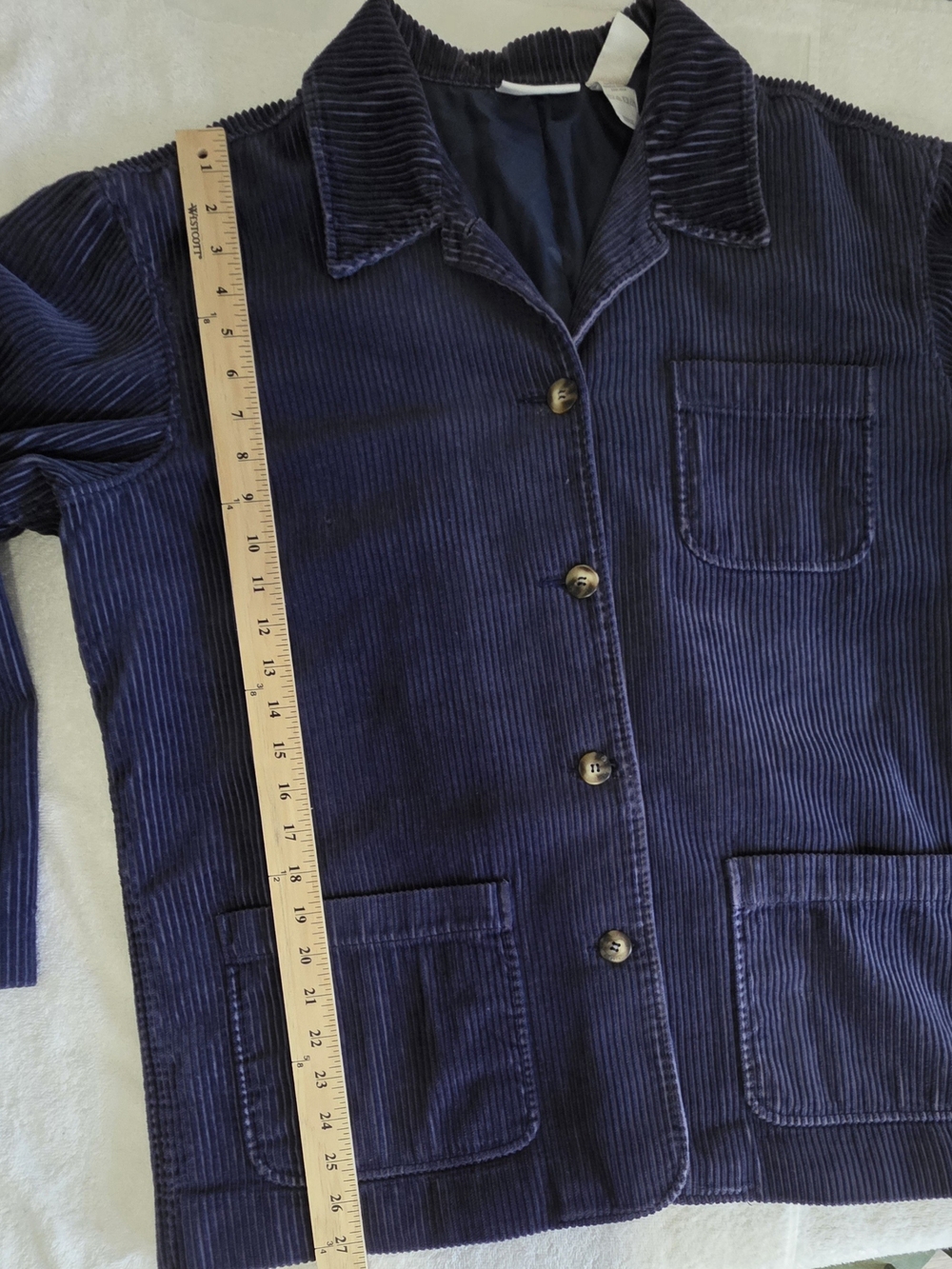 Liz Claiborne 1990's Corduroy Button-Front Jacket - Navy